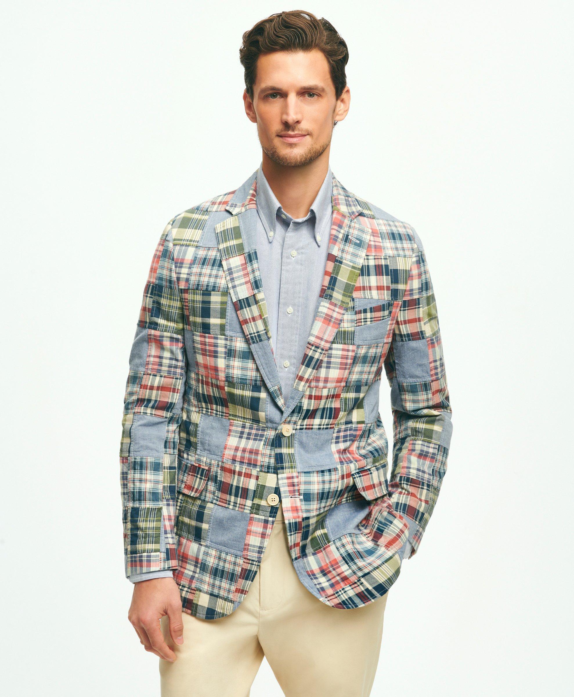 mens patchwork madras sport coat