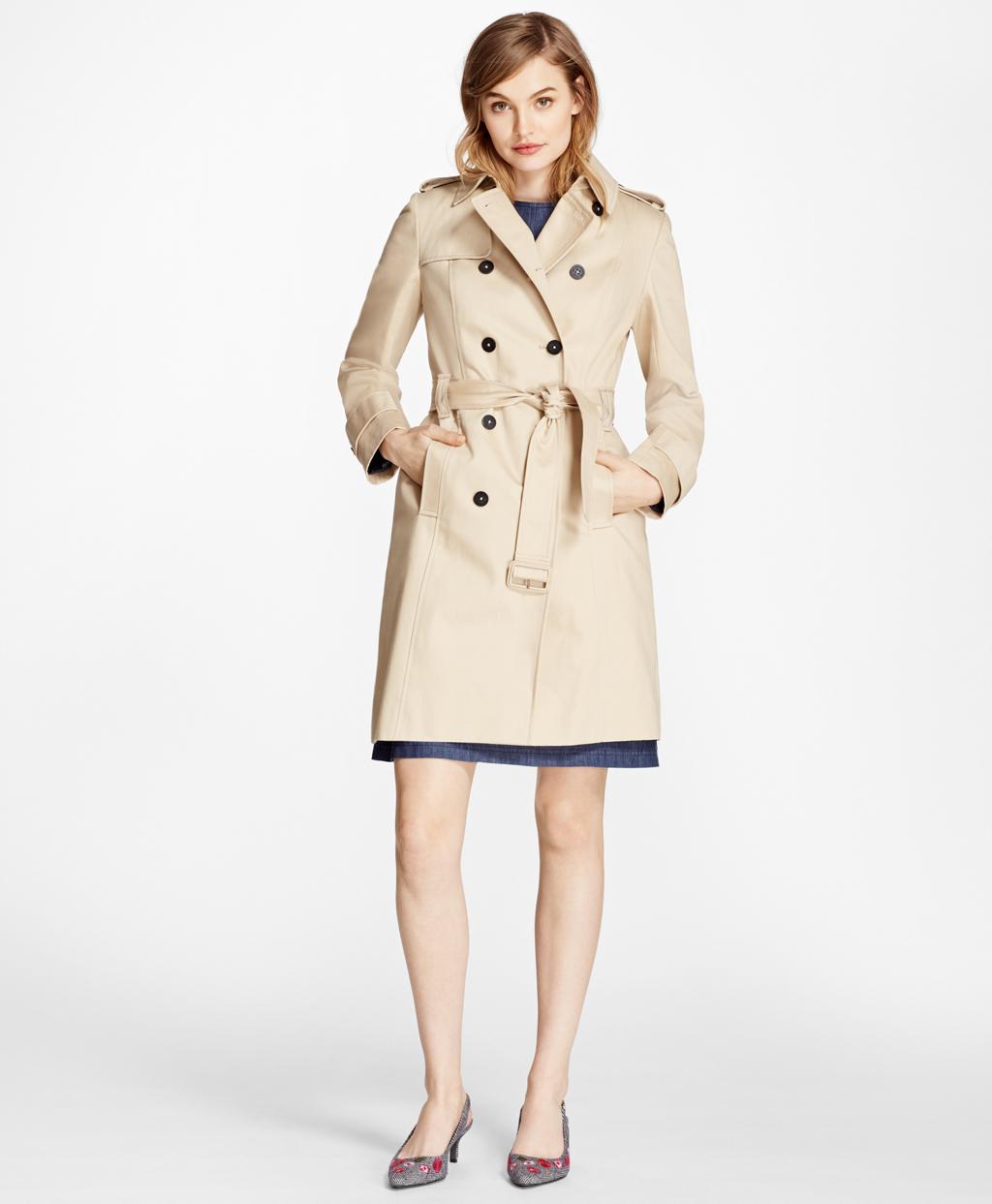 Brooks Brothers Cotton Twill Trench Coat in Khaki (Natural) Lyst