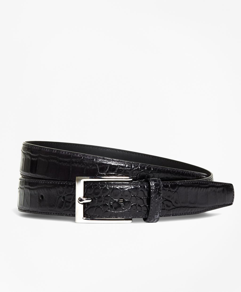 Brooks Brothers Embossed Leather Belt in Black for Men - Lyst