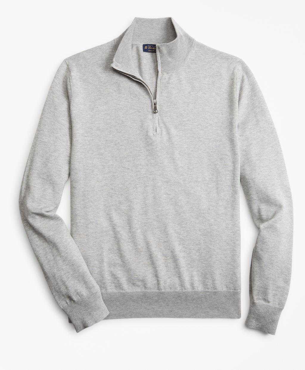 Brooks Brothers Supima Cotton Half-zip Sweater in Gray for Men - Save 8 ...