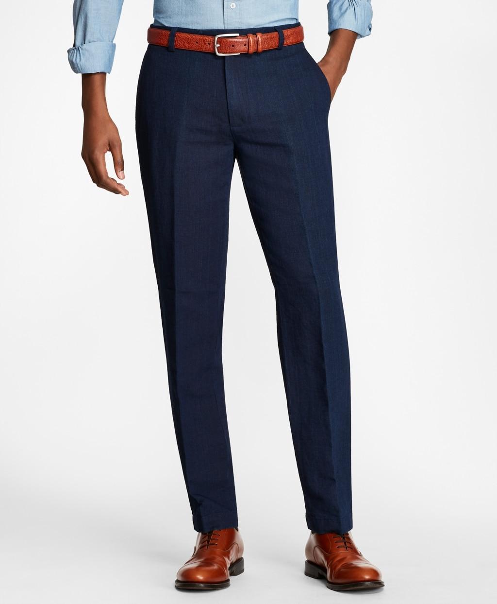 Brooks Brothers Linen Extra Slim Fit Indigo-dyed Chinos in Blue for Men ...