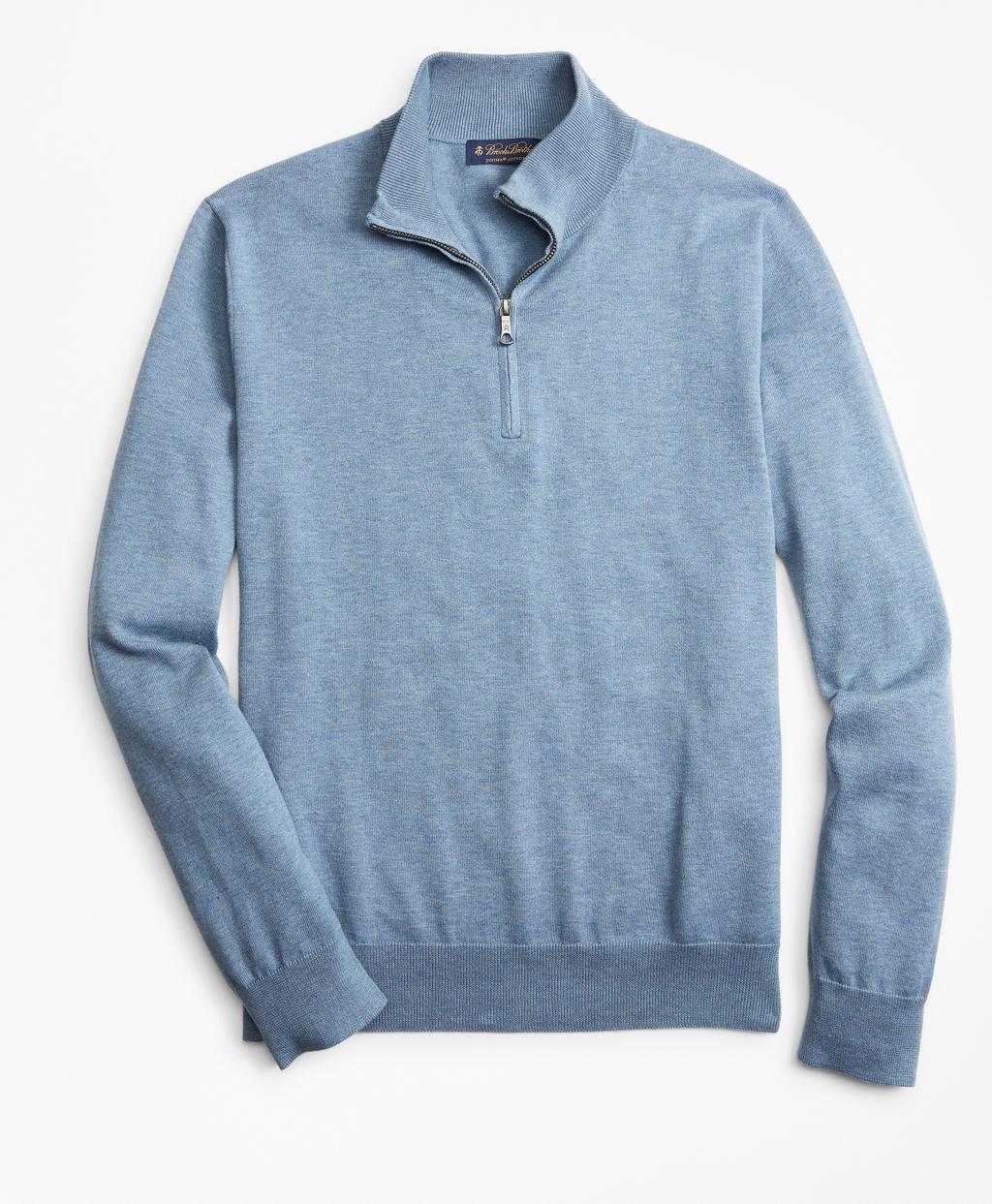 Brooks Brothers Supima Cotton Half-zip Sweater in Blue for Men - Lyst