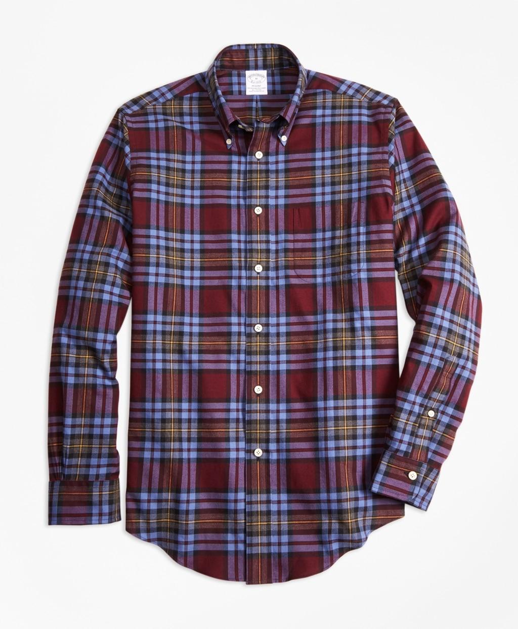 Brooks Brothers Slim Fit Burgundy Plaid Flannel Sport Shirt for Men Lyst