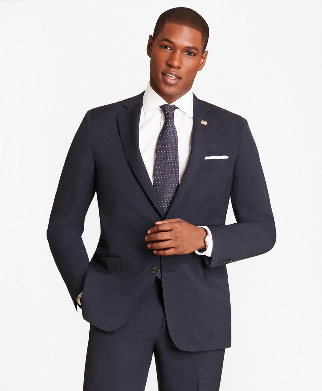 Brooks Brothers Canvas Slim Fit Vertical Stripe 1818 Suit in Navy (Blue ...