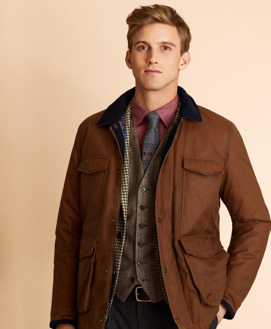 Brooks Brothers Four-pocket Waxed Canvas Jacket in Brown for Men - Lyst