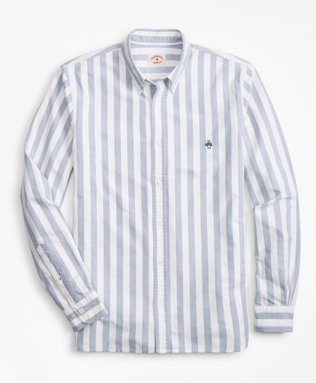 Brooks Brothers Widestripe Cotton Oxford Sport Shirt in Navy (Blue