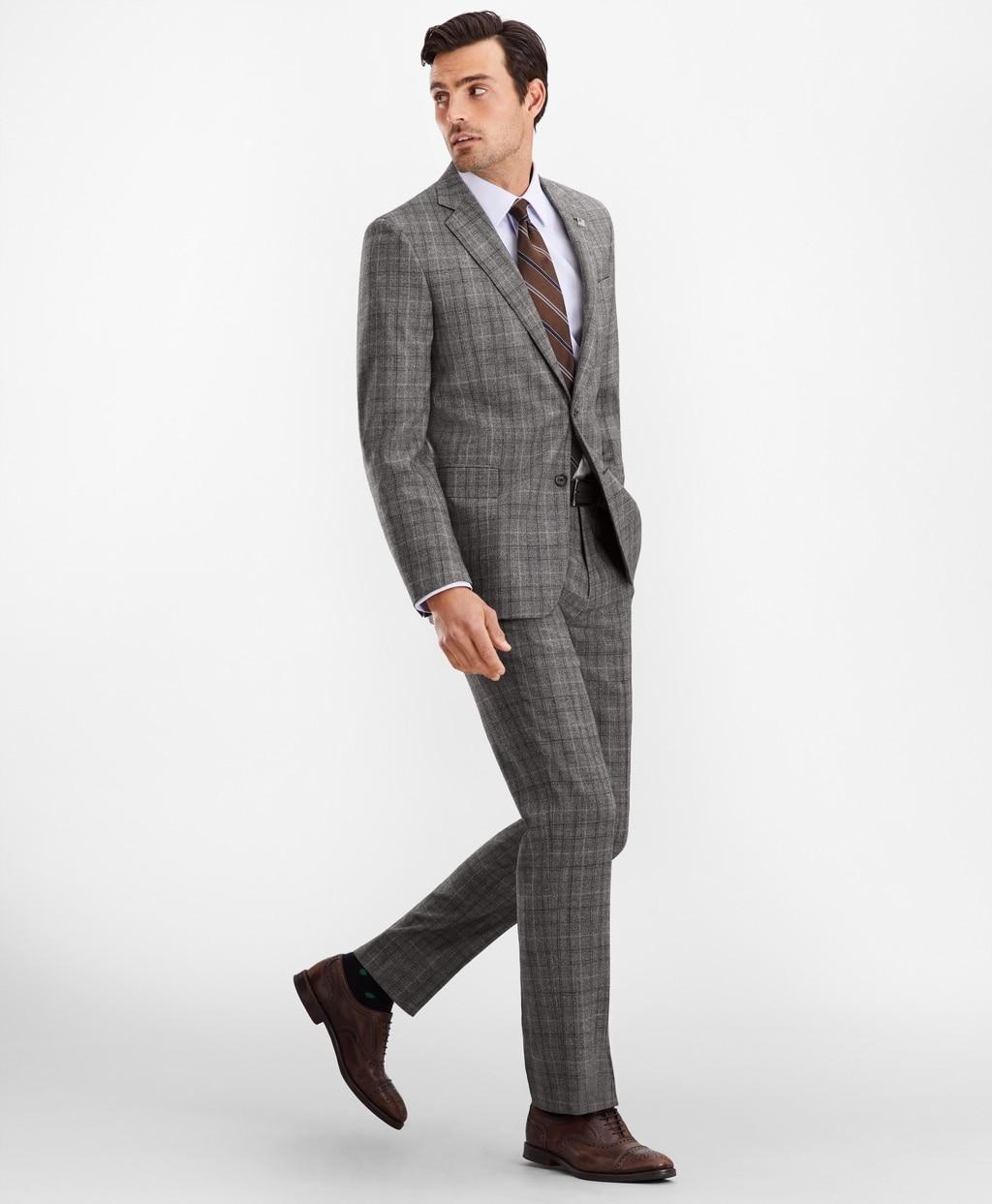 Brooks Brothers Canvas Slim Fit Glen Plaid 1818 Suit in Grey (Gray) for