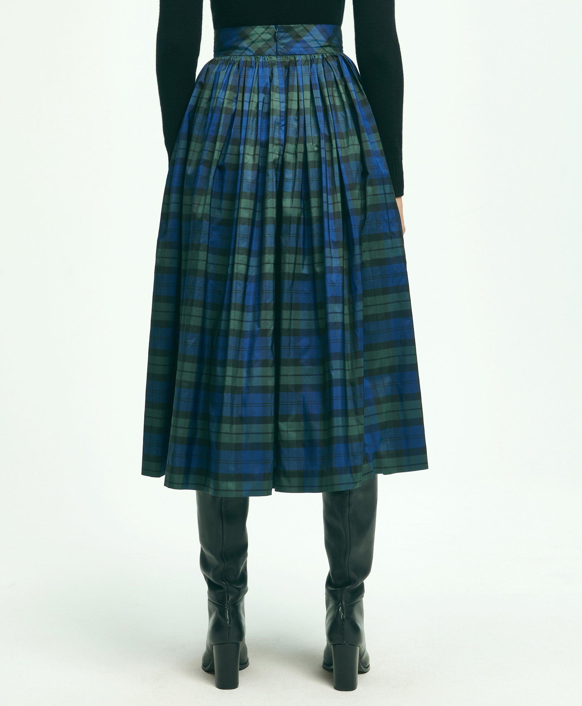 Brooks Brothers Taffeta Twill Black Watch A-line Skirt in Blue | Lyst