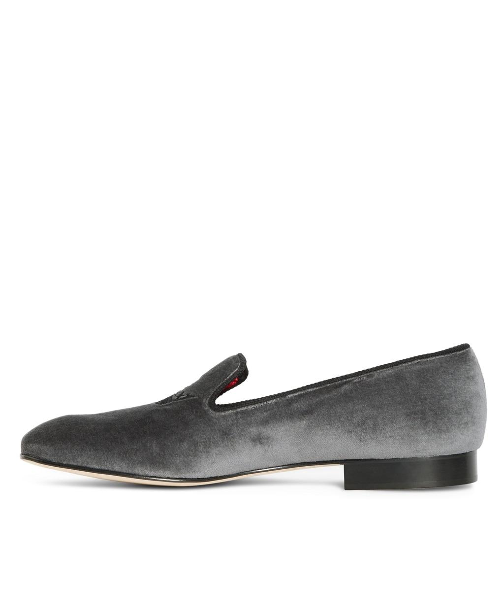 grey velvet slippers