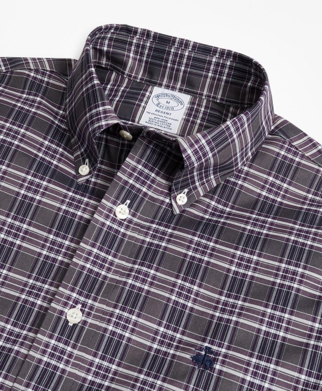 Brooks Brothers Cotton Noniron Slim Fit Tartan Sport Shirt in Grey