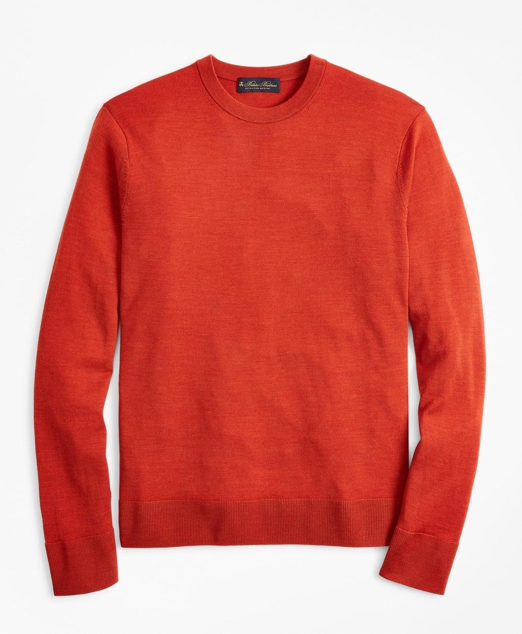 Brooks Brothers Brookstechtm Merino Wool Crewneck Sweater in Orange for ...