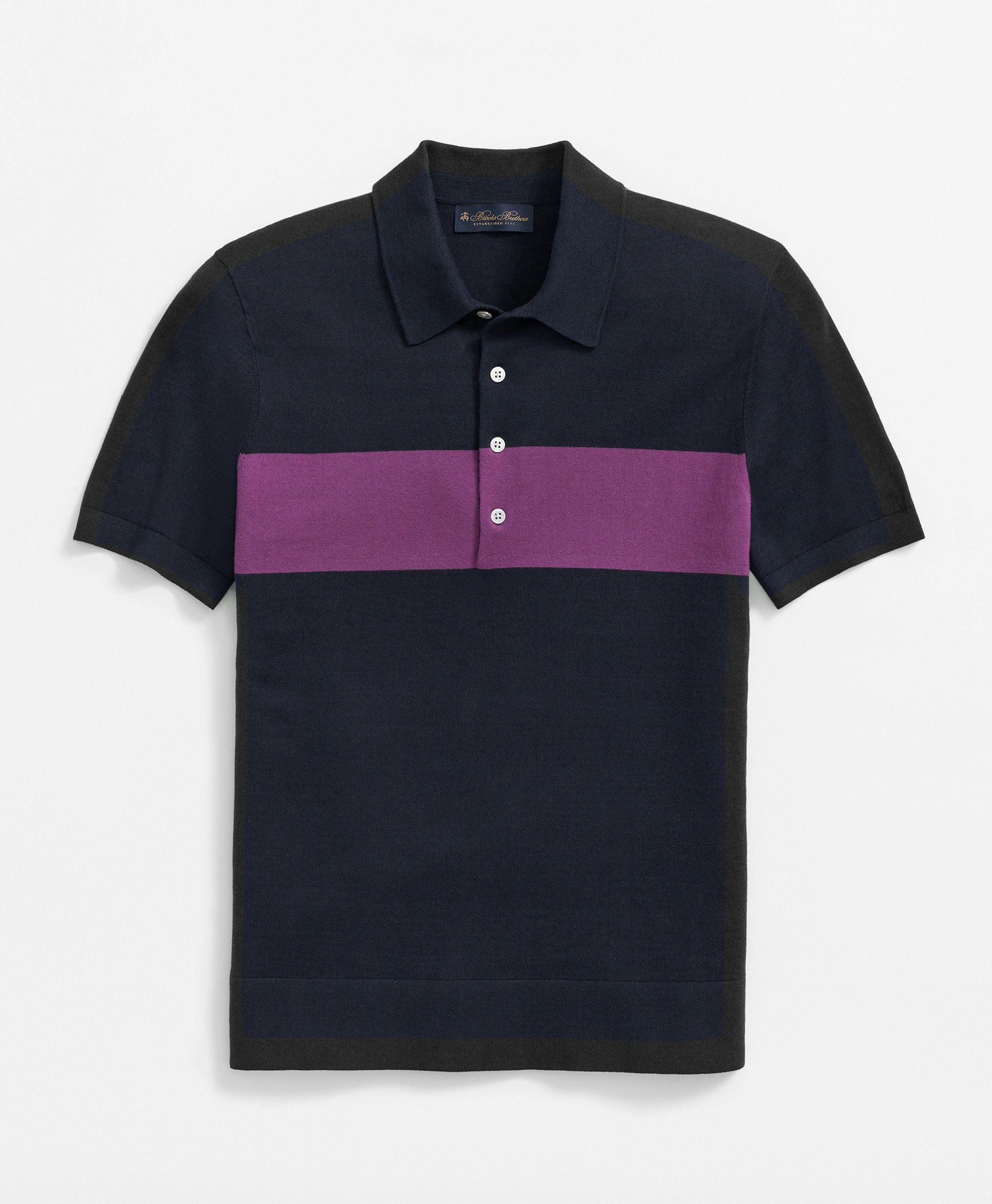 Brooks Brothers Luxe Short Sleeve Polo Sweater In Striped Cotton cashmere in Blue for Men Lyst