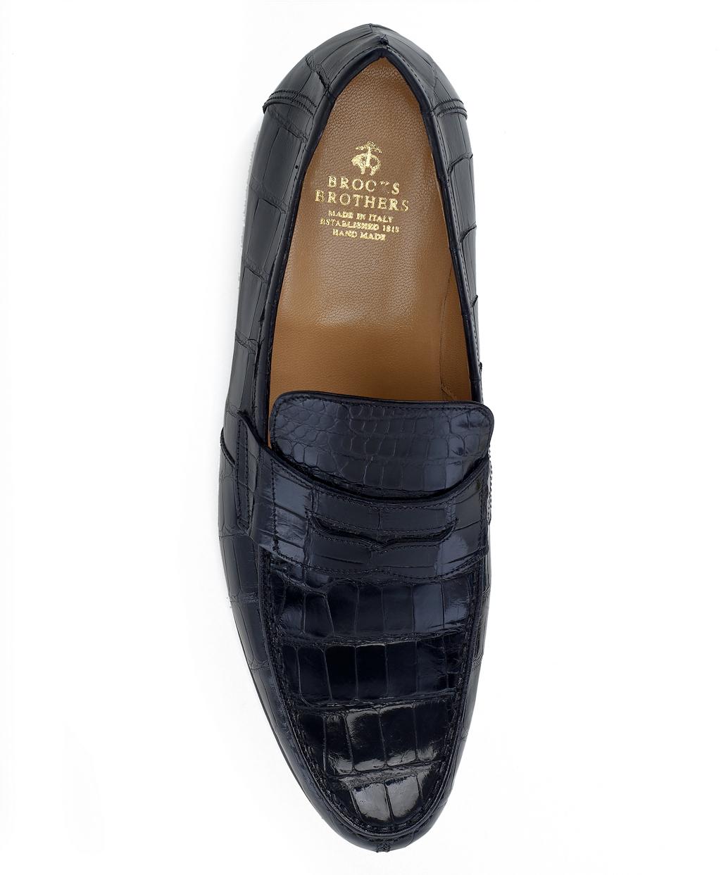 Brooks Brothers Leather Alligator Penny Loafers in Black for Men - Lyst