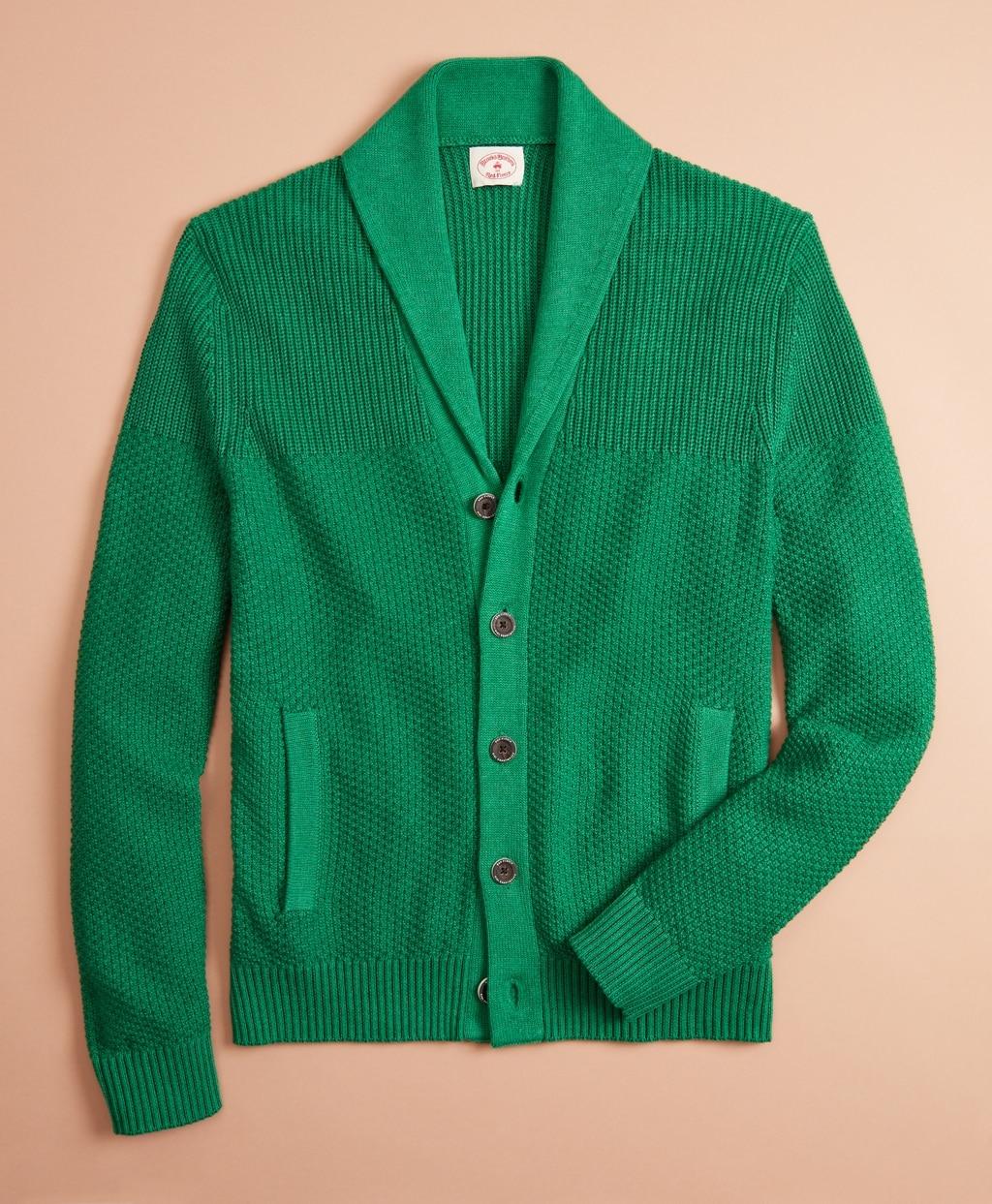 Brooks Brothers Fleece Textured Shawlcollar Cardigan Sweater in Green for Men Lyst