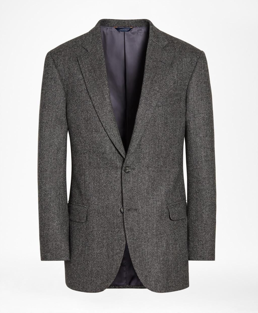 Brooks Brothers Cashmere Regular Fit Herringbone Sport Coat in Grey