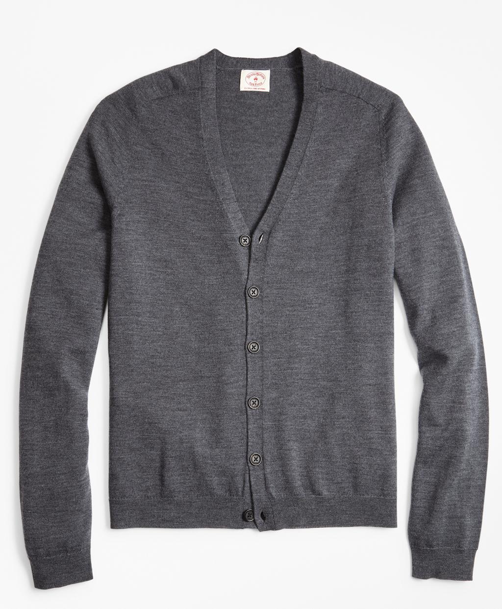 Brooks Brothers Merino Wool V-neck Cardigan in Charcoal (Gray) for Men