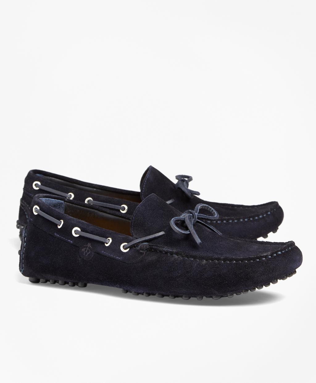 Lyst - Brooks Brothers Suede Driving Mocs in Blue for Men