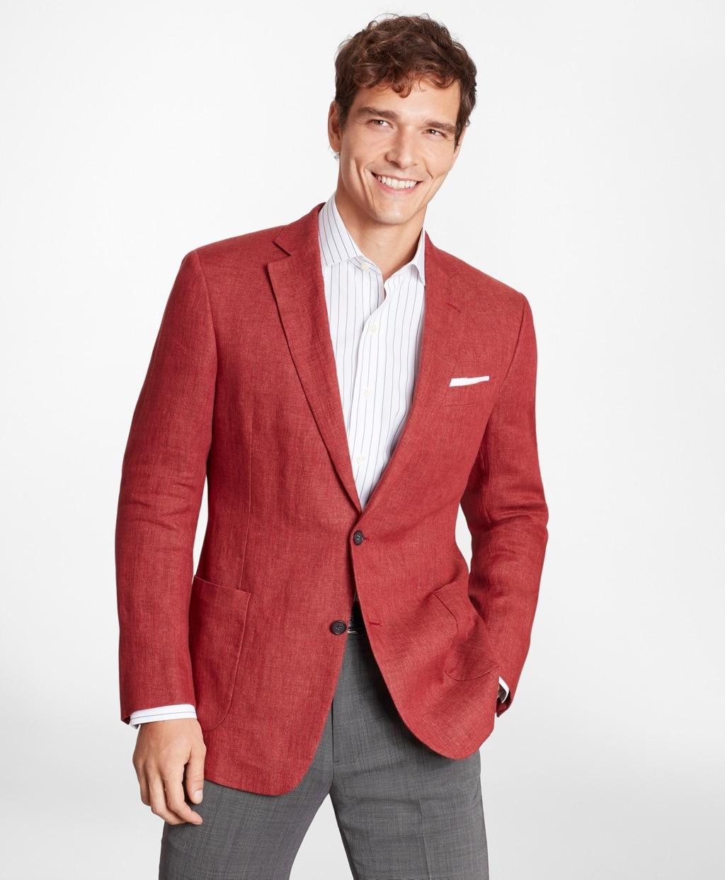 Brooks Brothers Slim Fit Linen Patch Pocket Sport Coat in Dark Red (Red ...