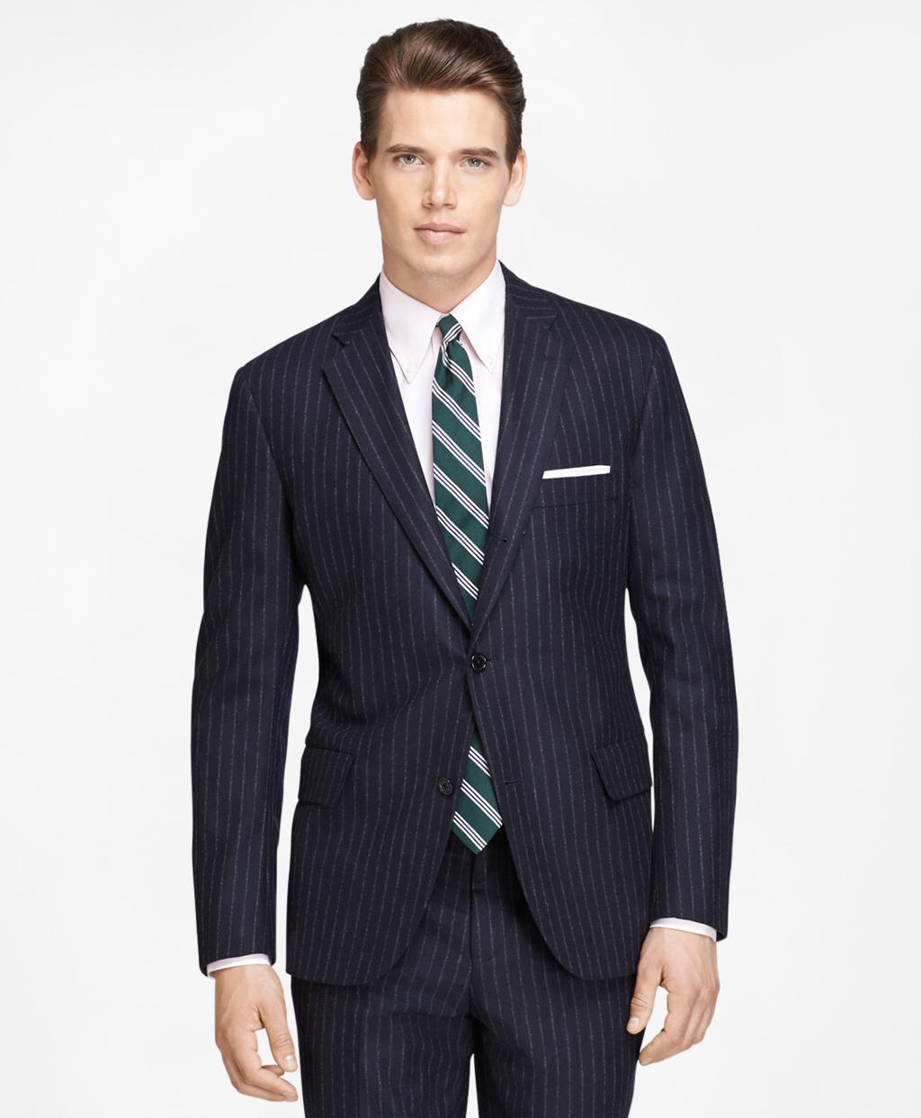 Brooks Brothers Wool Own Make Chalk Stripe Suit in Navy (Blue) for Men ...
