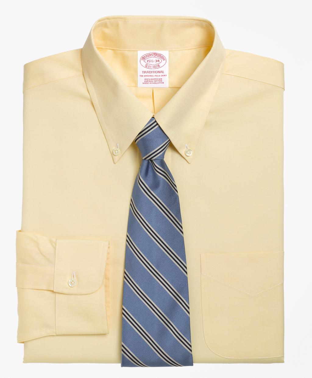 Brooks Brothers Madison Fit Buttondown Collar Dress Shirt in Yellow