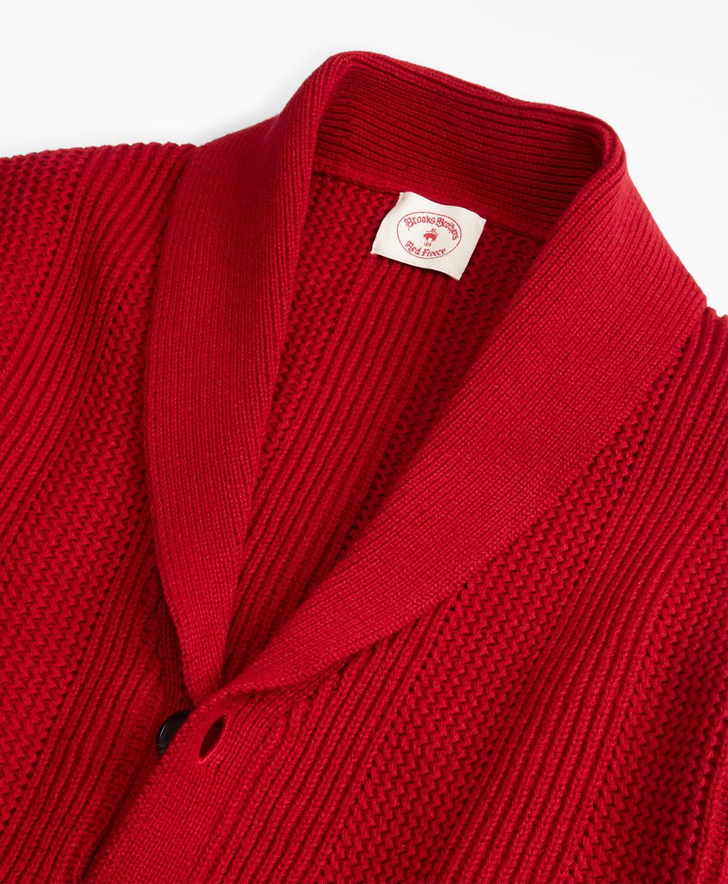 mens red shawl collar cardigan