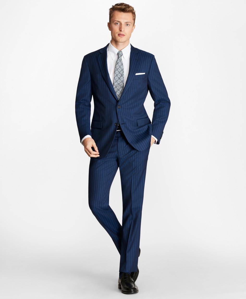 Brooks Brothers Wool Slim Fit Brookscool Pinstripe Suit in Blue for Men