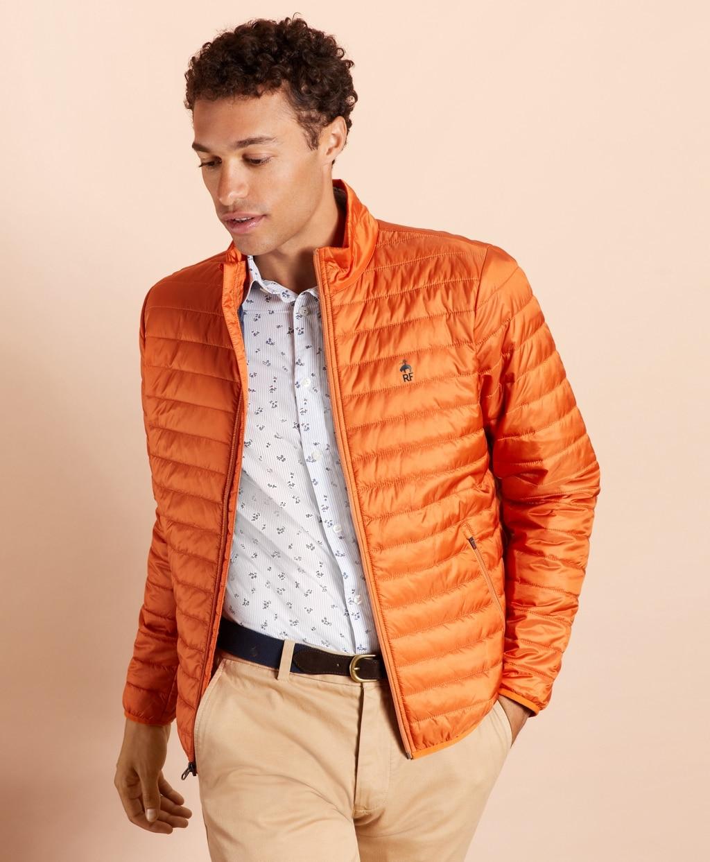Brooks Brothers Fleece Waterresistant Puffer Jacket in Burnt Orange