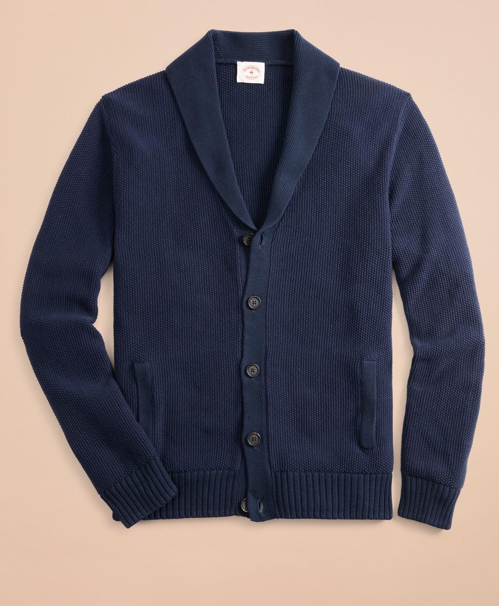 Brooks Brothers Fleece Shawlcollar Cardigan in IndigoNavy (Blue) for