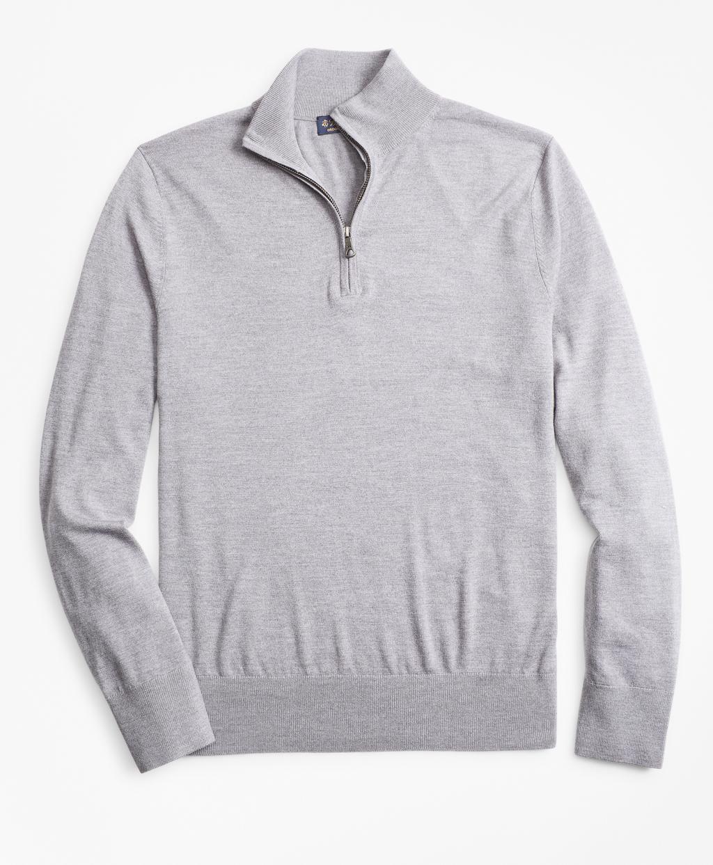 Brooks Brothers Brookstechtm Merino Wool Half-zip Sweater in Grey (Gray ...