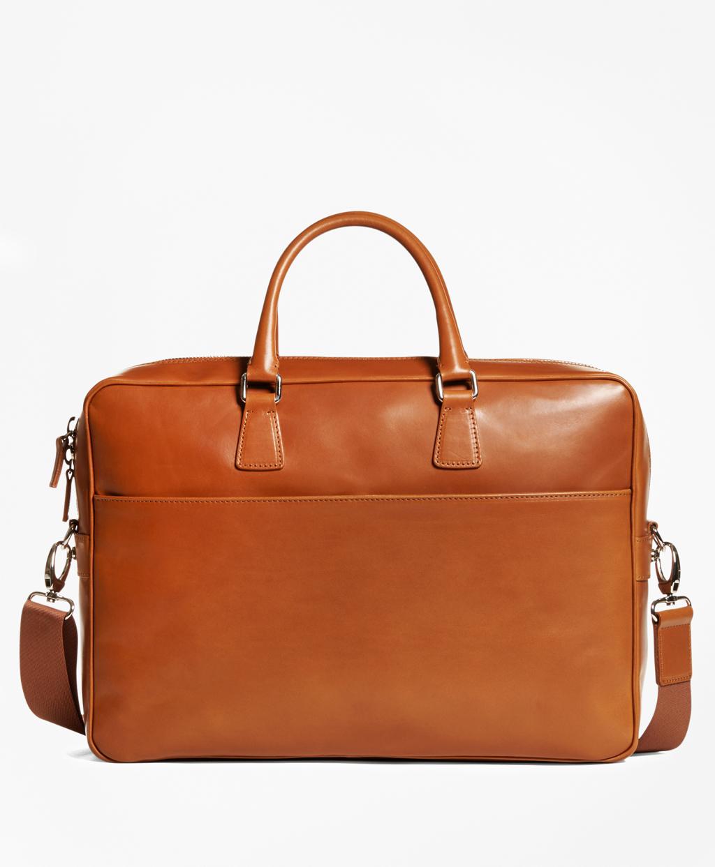 tan leather briefcase