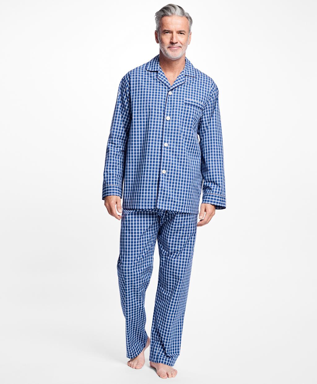 Lyst - Brooks brothers Graph Check Pajamas in Blue for Men