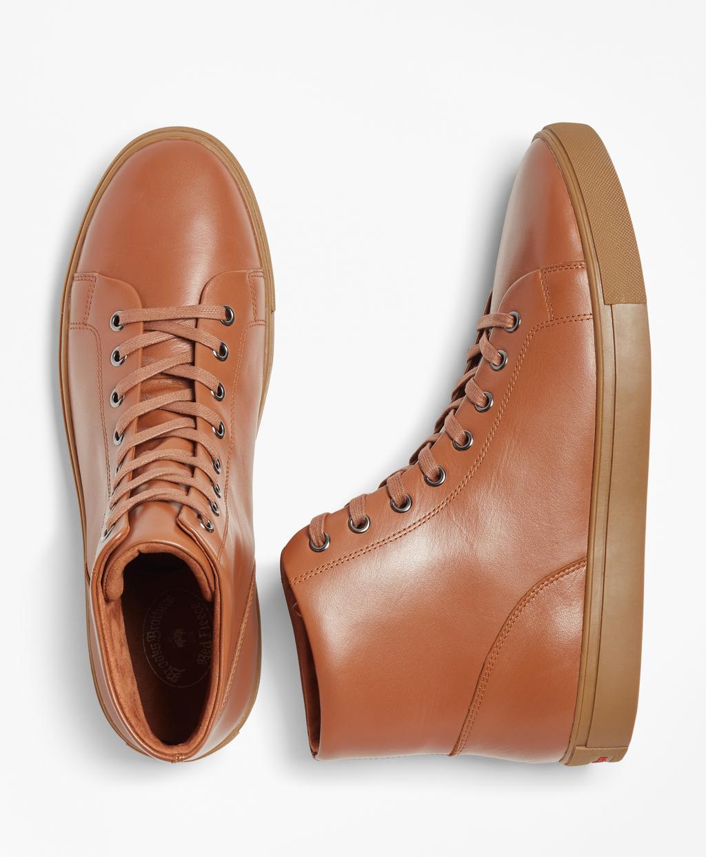 Brooks Brothers Leather High-top Sneakers in Cognac (Brown) for Men - Lyst