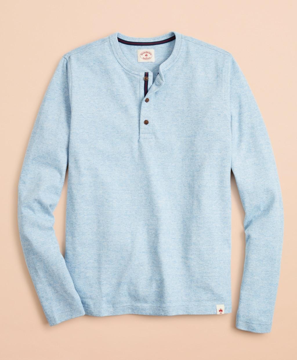 Brooks Brothers Cotton Jersey Longsleeve Henley in Light Blue (Blue