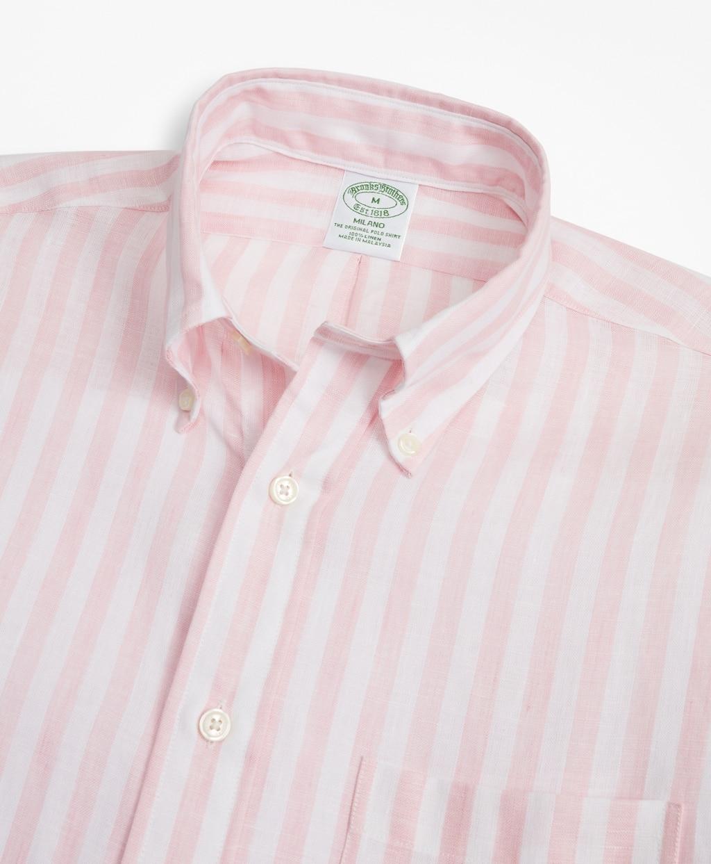 Brooks Brothers Milano Fit Stripe Irish Linen Sport Shirt in Pink for ...