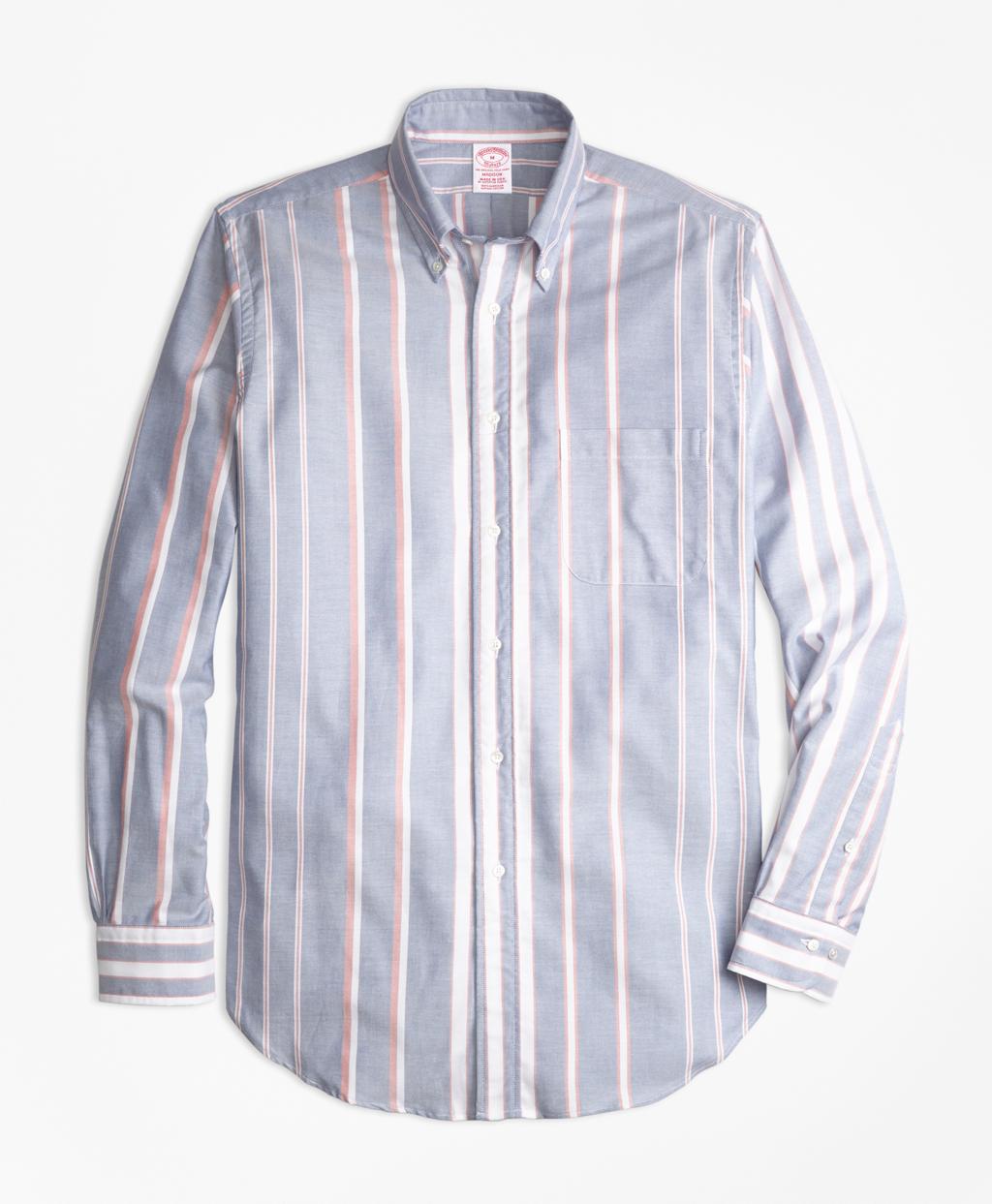 Lyst - Brooks Brothers Regent Fit Oxford Bold Stripe Sport Shirt in ...