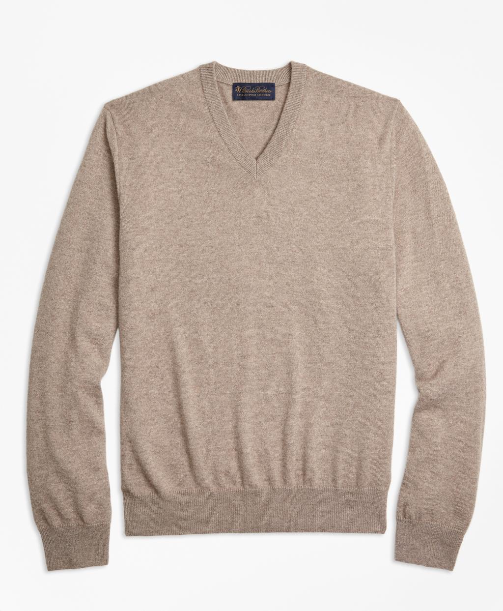 Brooks Brothers Twoply Cashmere Vneck Sweater in Dark Beige (Natural) for Men Lyst