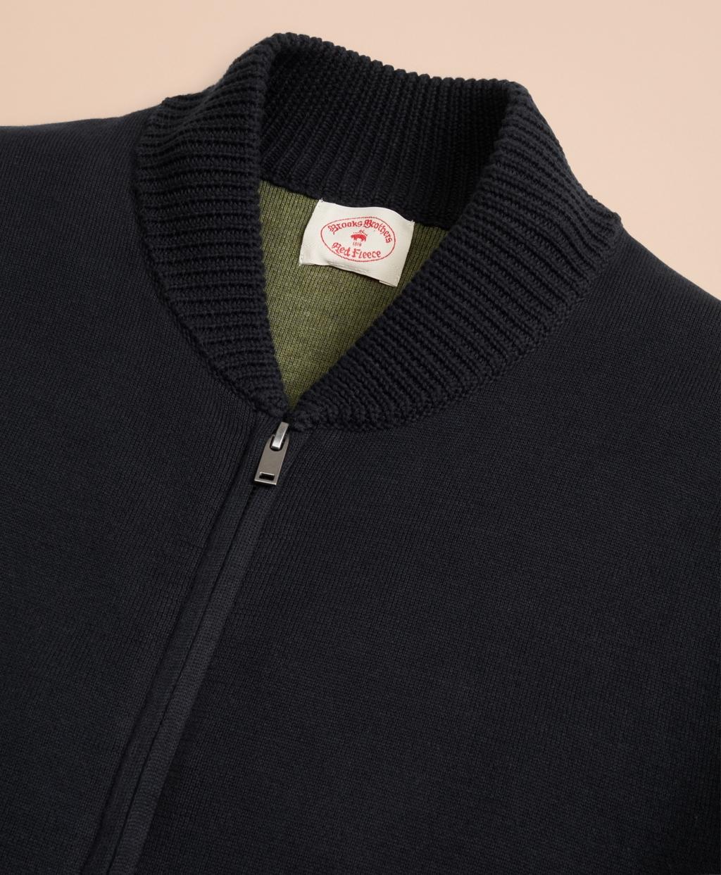 Brooks Brothers Fleece Zipup Bomber Sweater in Black for Men Lyst