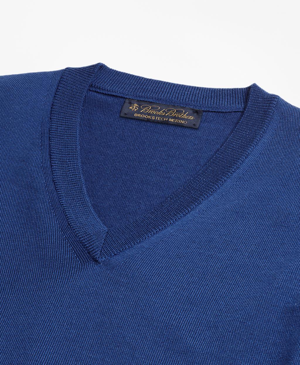 Lyst - Brooks Brothers Brookstech Merino Wool V-neck Sweater in Blue ...
