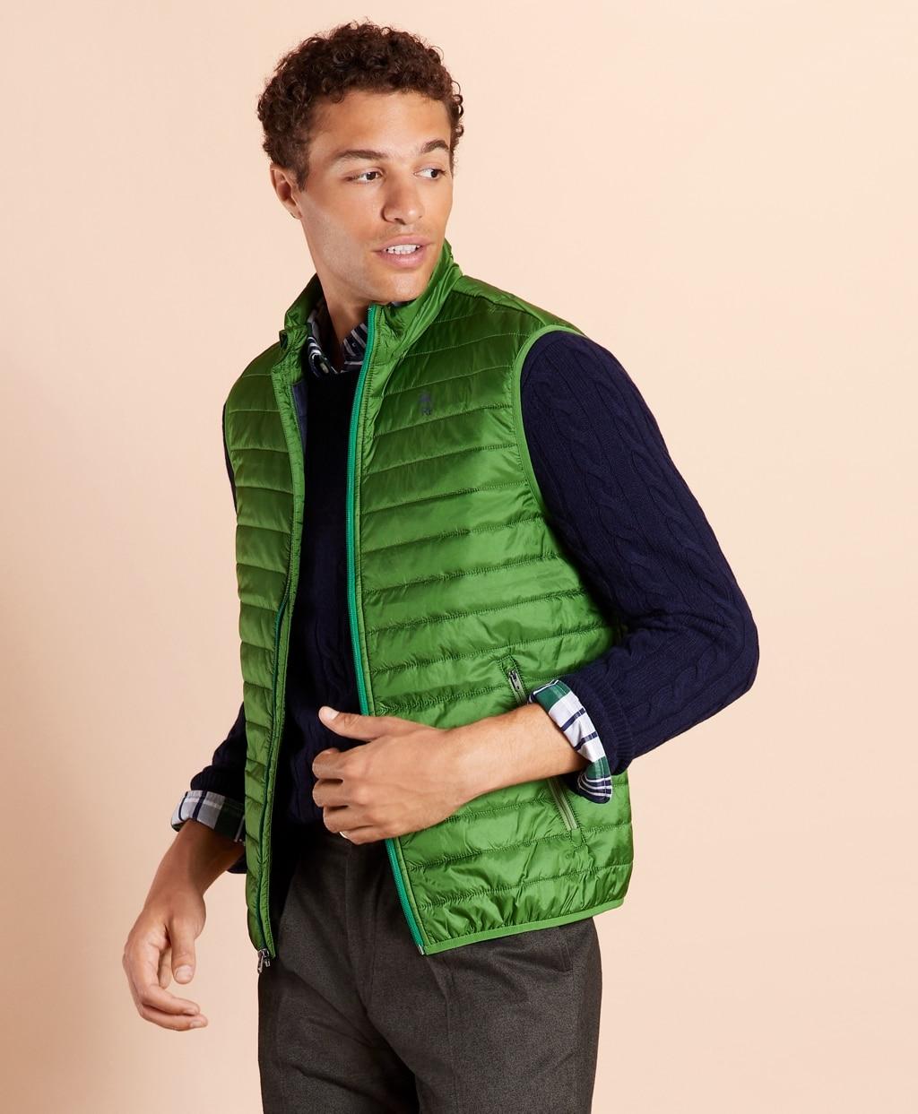 Brooks Brothers Fleece Waterresistant Puffer Vest in Green for Men Lyst