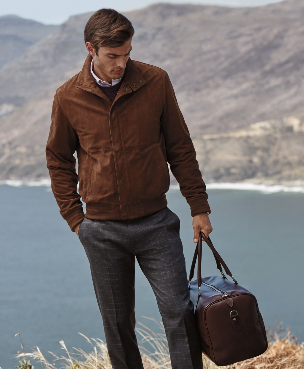 brooks brothers suede bomber jacket