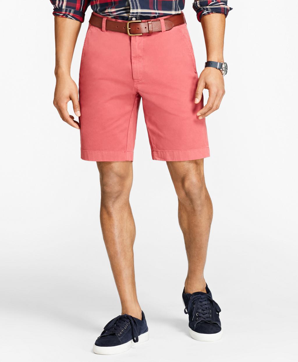 Brooks Brothers Stretch Cotton Twill Shorts in Brick (Red) for Men