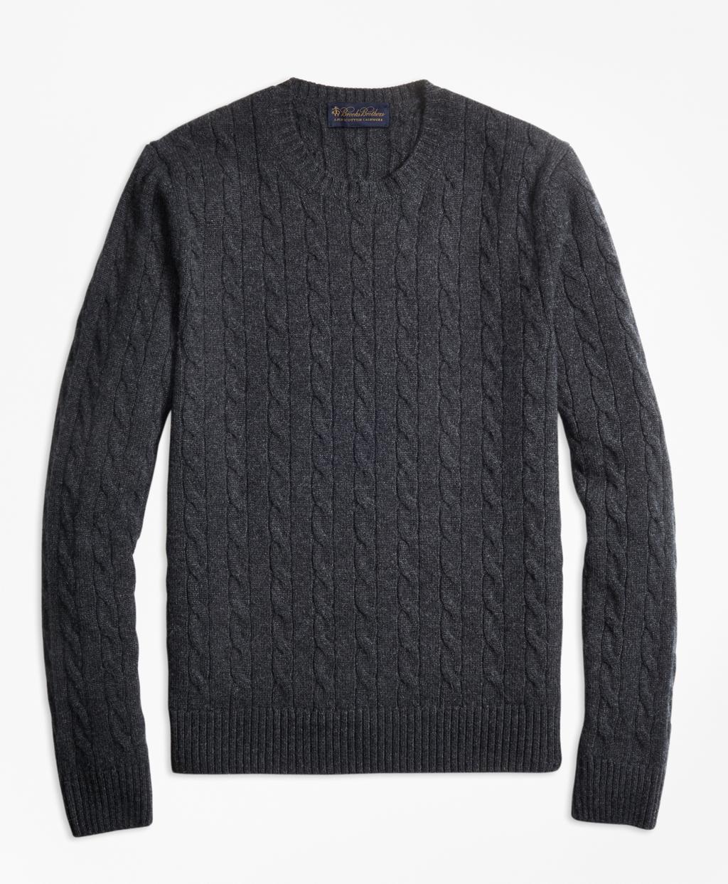 Brooks Brothers Two-ply Cashmere Cable Crewneck Sweater in Gray for Men ...
