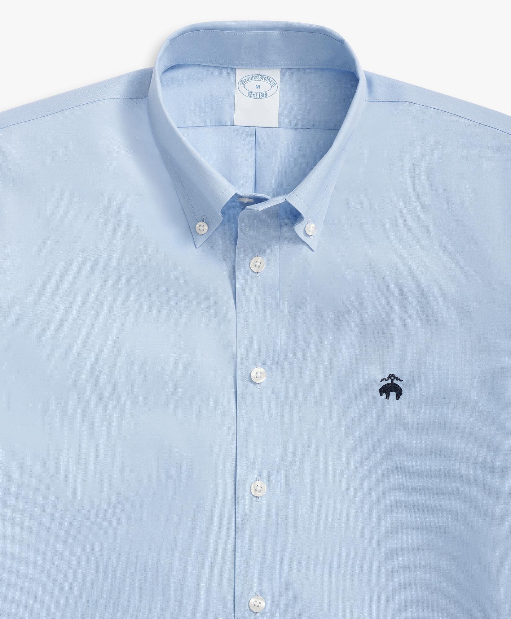 Chemise Regular Bleue À Col Button-Down En Coton Stretch Non