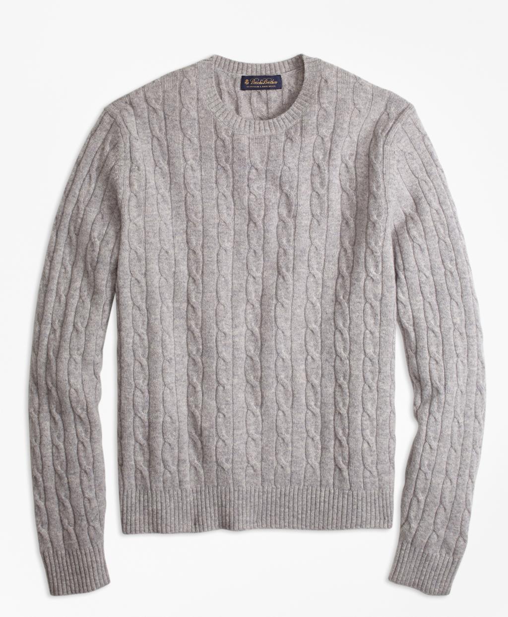 lambswool cable crewneck sweater
