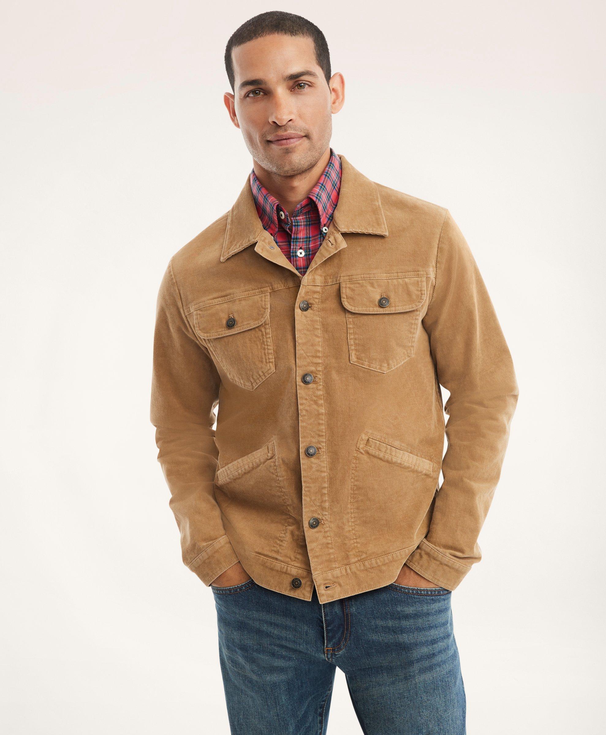Brooks Brothers Medium Wale Corduroy Trucker Jacket in Natural for Men |  Lyst
