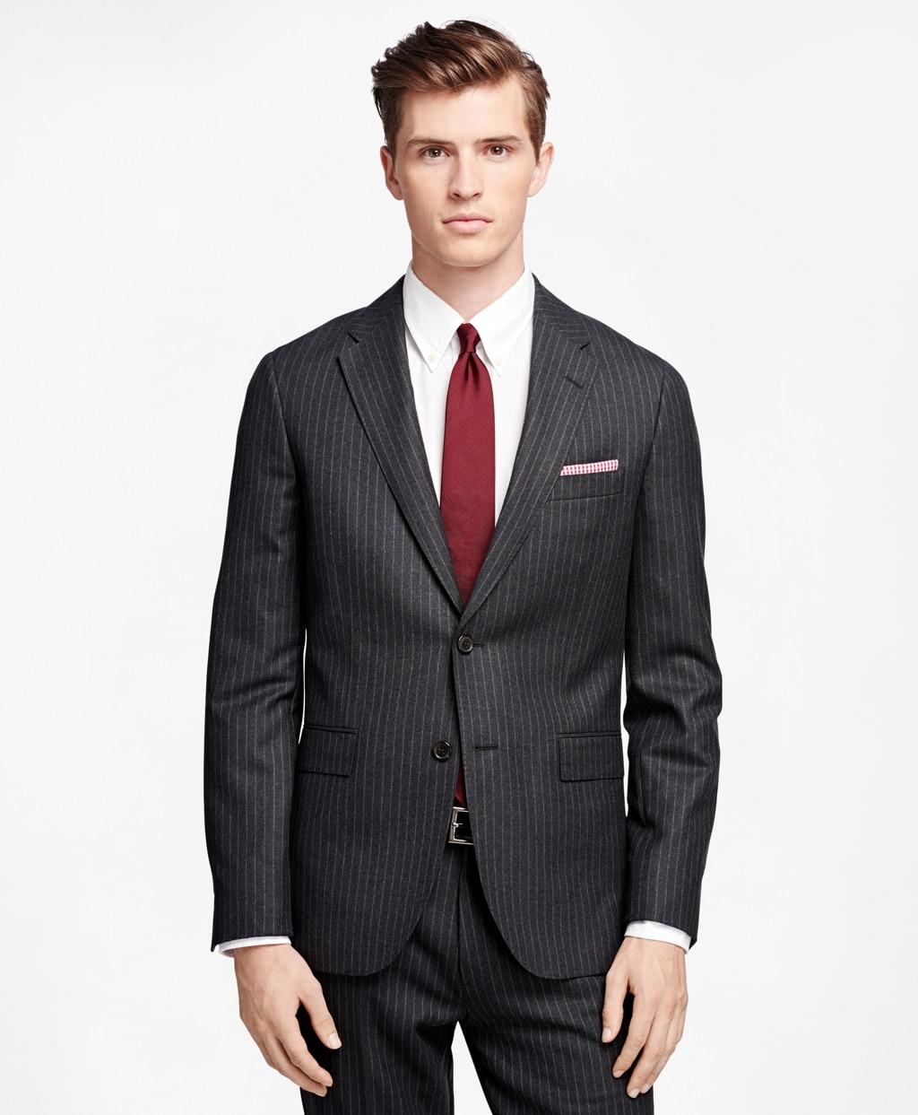 Brooks Brothers Fleece Chalk Stripe Suit Jacket in Charcoal (Gray) for ...