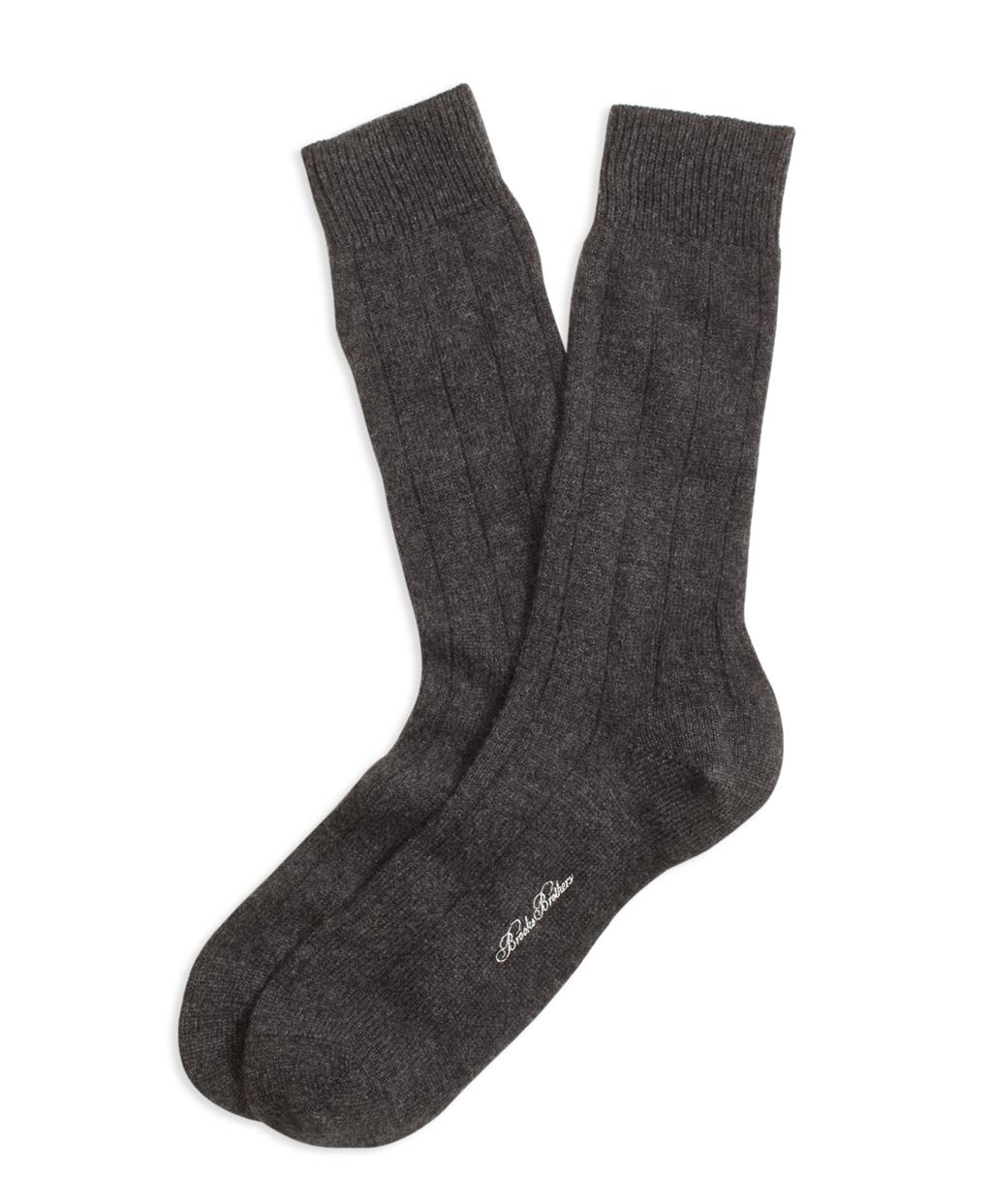 Brooks Brothers Ribbed Cashmere Crew Socks in Charcoal (Gray) for Men ...
