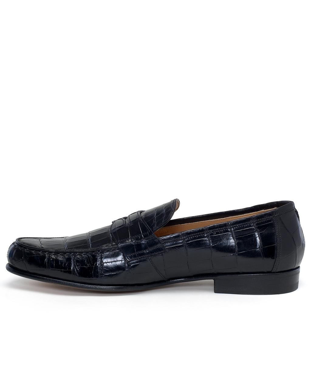 Brooks Brothers Leather Alligator Penny Loafers in Black for Men - Lyst