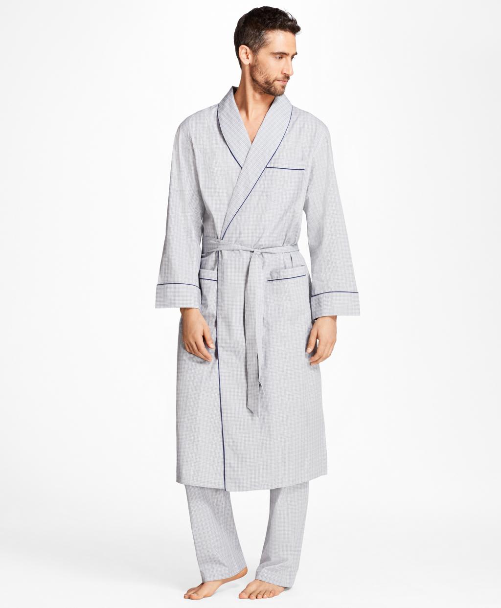 Brooks Brothers Cotton Plaid Robe in Grey (Gray) for Men Lyst