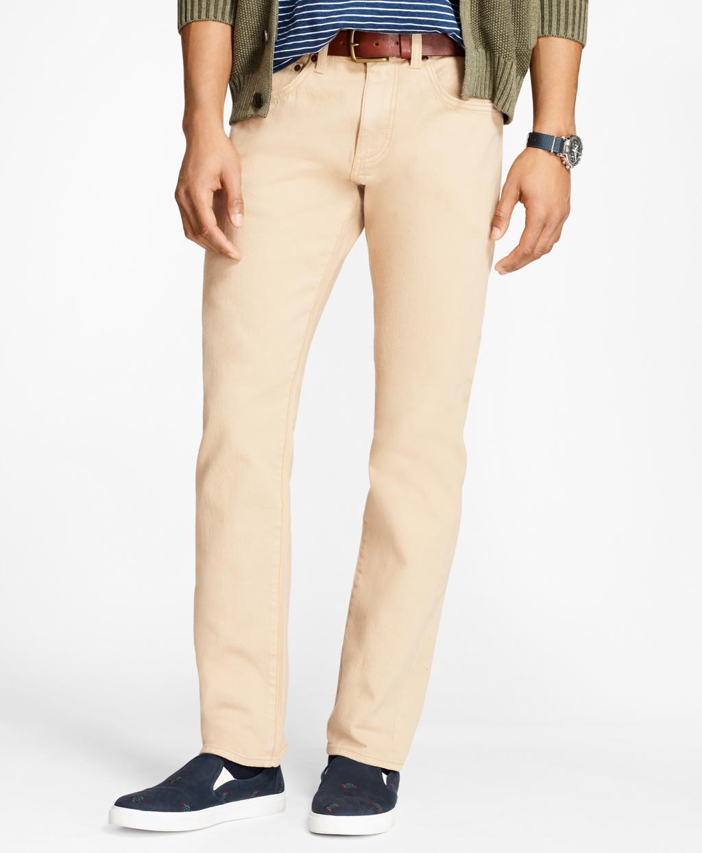 Brooks Brothers Denim Slimfit Garmentdyed Jeans in Khaki (Natural